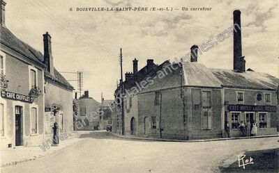 Carte postale ancienne Un carrefour — Boisville-la-Saint-Père (Eure-et-Loir)