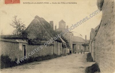 Carte postale ancienne Ecole des Filles et Belvédère — Boisville-la-Saint-Père (Eure-et-Loir)