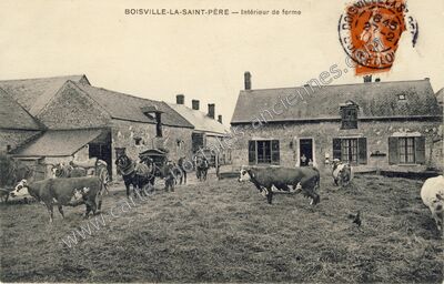 Carte postale ancienne Intérieur de ferme — Boisville-la-Saint-Père (Eure-et-Loir)