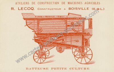 Carte postale ancienne Batteuse petite culture — Boisville-la-Saint-Père (Eure-et-Loir)