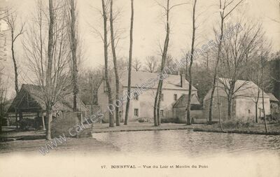 Carte postale ancienne Vue du Loir et Moulin du Pont — Bonneval (Eure-et-Loir)