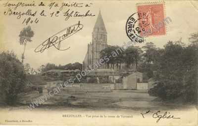 Carte postale ancienne Vue prise de la route de Verneuil — Brezolles (Eure-et-Loir)