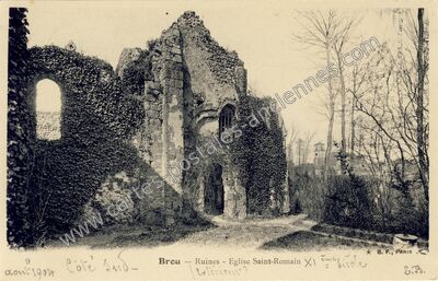 Carte postale ancienne Ruines - Église Saint-Romain XI ème siècle — Brou (Eure-et-Loir)