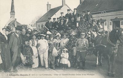 Carte postale ancienne La Cavalcade. - Char du Grand Docteur Indou et sa Musique — Chapelle-Royale (Eure-et-Loir)