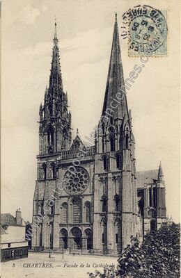 Carte postale ancienne Facade de la Cathédrale — Chartres (Eure-et-Loir)
