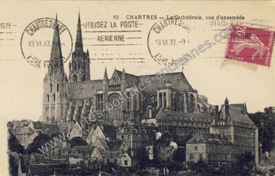 Carte postale ancienne La Cathédrale, vue d'ensemble — Chartres (Eure-et-Loir)