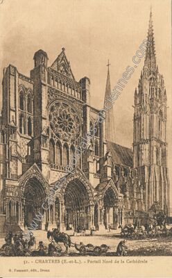 Carte postale ancienne Portail Nord de la Cathédrale — Chartres (Eure-et-Loir)