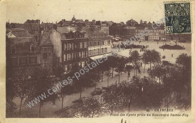 Carte postale ancienne Place des Epars prise du Boulevard Sainte-Foy — Chartres (Eure-et-Loir)