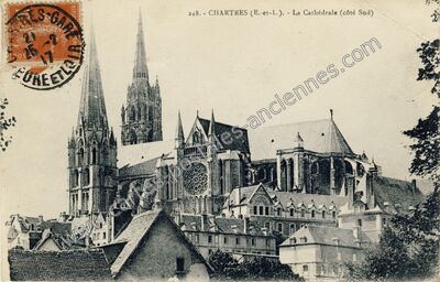 Carte postale ancienne La Cathédrale (côté Sud) — Chartres (Eure-et-Loir)