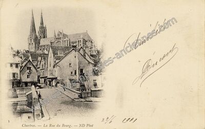 Carte postale ancienne La Rue du Bourg — Chartres (Eure-et-Loir)