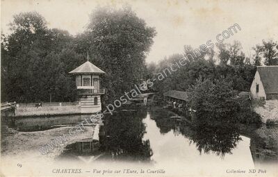 Carte postale ancienne Vue prise sur l'Eure, la Courtille — Chartres (Eure-et-Loir)