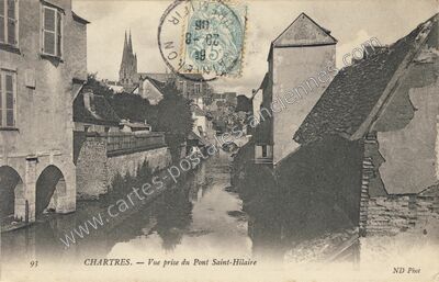 Carte postale ancienne Vue prise du Pont Saint-Hilaire — Chartres (Eure-et-Loir)