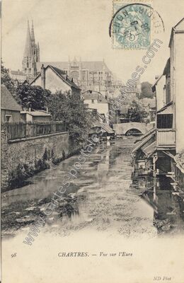 Carte postale ancienne Vue sur l'Eure — Chartres (Eure-et-Loir)