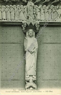 Carte postale ancienne Cathédrale. Portail méridional, Notre Seigneur Jésus-Christ — Chartres (Eure-et-Loir)