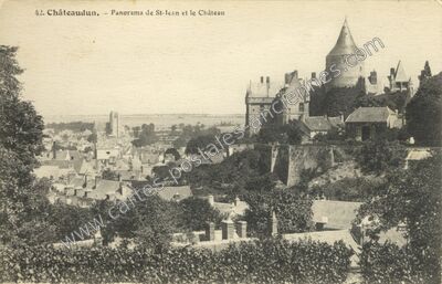 Carte postale ancienne Panorama de St-Jean et le Château — Châteaudun (Eure-et-Loir)