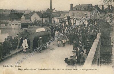 Carte postale ancienne Cloyes 1912 — Cloyes sur le Loir (Eure-et-Loir)