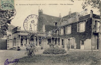 Carte postale ancienne Villa des Platanes — Coulombs (Eure-et-Loir)