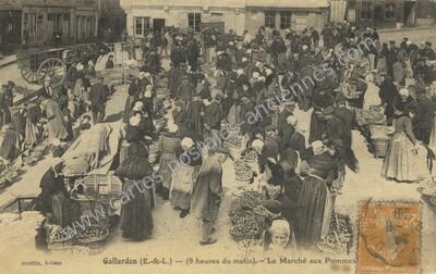 Carte postale ancienne Le Marché aux Pommes — Gallardon (Eure-et-Loir)