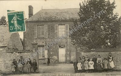 Carte postale ancienne Mairie et Écoles — Guilleville (Eure-et-Loir)