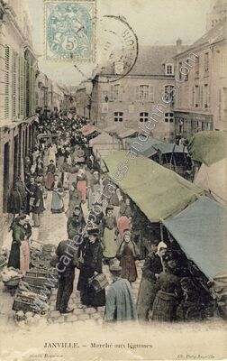 Carte postale ancienne Marché aux légumes — Janville (Eure-et-Loir)