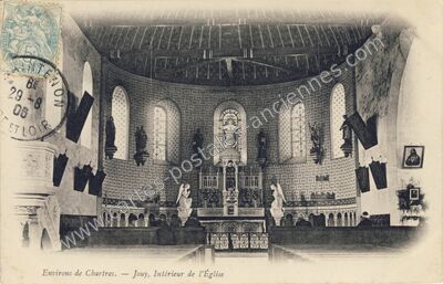 Carte postale ancienne Intérieur de l'Église — Jouy (Eure-et-Loir)