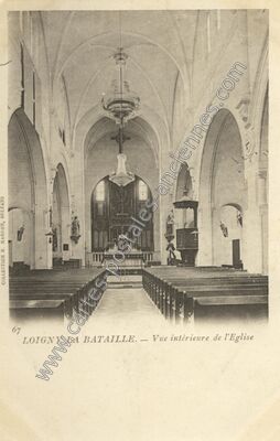 Carte postale ancienne Vue intérieure de l'Eglise — Loigny-la-Bataille (Eure-et-Loir)