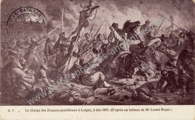 Carte postale ancienne La charge des Zouaves pontificaux — Loigny-la-Bataille (Eure-et-Loir)