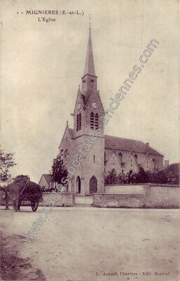 Carte postale ancienne L'Église — Mignières (Eure-et-Loir)