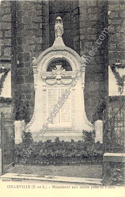 Carte postale ancienne Monument aux morts pour la Patrie — Ouarville (Eure-et-Loir)