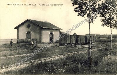 Carte postale ancienne Gare du Tramway — Ouarville (Eure-et-Loir)