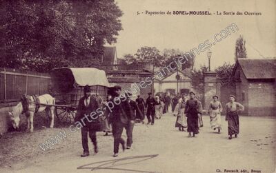 Carte postale ancienne Papeteries de SOREL-MOUSSEL. - La Sortie des Ouvriers — Sorel-Moussel (Eure-et-Loir)