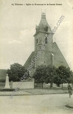 Carte postale ancienne Eglise et Monument de la Grande Guerre — Thivars (Eure-et-Loir)