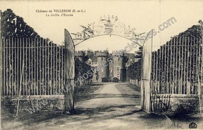 Carte postale ancienne Château de VILLEBON - La Grille d'Entrée — Villebon (Eure-et-Loir)