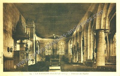 Carte postale ancienne Intéricur del'Eglise — La Bazoche-Gouet (Eure-et-Loir)