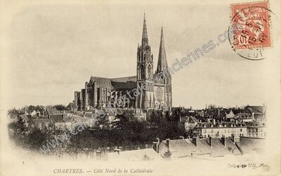 Carte postale ancienne Côté Nord de la Cathédrale — Chartres (Eure-et-Loir)