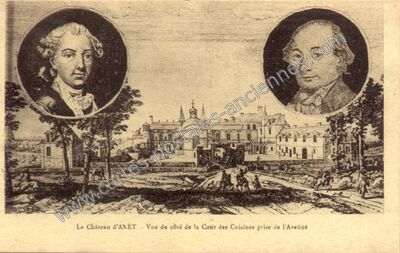 Carte postale ancienne Le Château d'ANET. - Vue du côté de la Cour des Cuisines prise de l'Avenue — Anet (Eure-et-Loir)