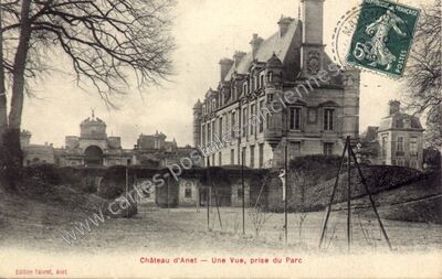 Carte postale ancienne Château d'Anet — Une Vue, prise du Parc — Anet (Eure-et-Loir)