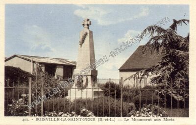 Carte postale ancienne Le Monument aux Morts — Boisville-la-Saint-Père (Eure-et-Loir)