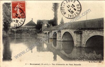 Carte postale ancienne Vue d'ensemble du Pont Boisville — Bonneval (Eure-et-Loir)