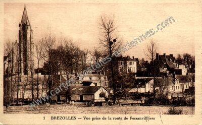 Carte postale ancienne Vue prise de la route de Fessanvillliers — Brezolles (Eure-et-Loir)