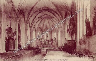 Carte postale ancienne Intérieur de l'Eglise — Brezolles (Eure-et-Loir)