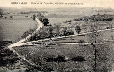 Carte postale ancienne Routes de Beauche, Verneuil et Fessanvilliers — Brezolles (Eure-et-Loir)