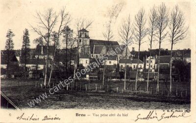 Carte postale ancienne Vue prise côté du bief — Brou (Eure-et-Loir)
