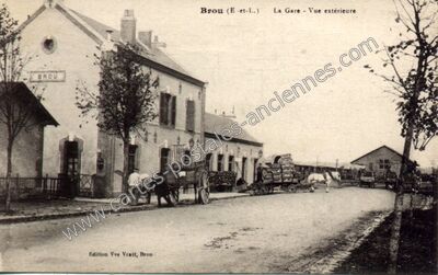 Carte postale ancienne La Gare - Vue extérieure — Brou (Eure-et-Loir)