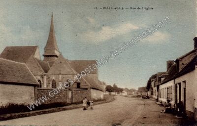 Carte postale ancienne Rue de l'Eglise — Bû (Eure-et-Loir)