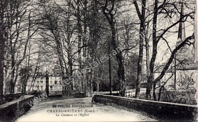 Carte postale ancienne Le Château et l'Eglise — Charbonnières (Eure-et-Loir)