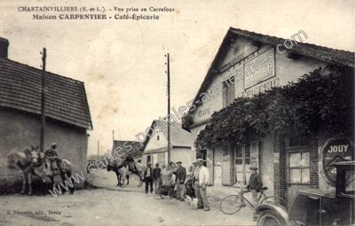 Carte postale ancienne Maison CARPENTIER - Café-Épicerie — Chartainvilliers (Eure-et-Loir)