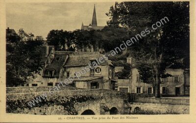 Carte postale ancienne Vue prise du Pont des Minimes — Chartres (Eure-et-Loir)