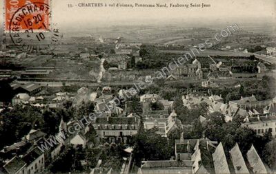 Carte postale ancienne Chartres à vol d'oiseau, Panorama Nord, Faubourg Saint-Jean — Chartres (Eure-et-Loir)