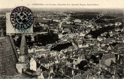 Carte postale ancienne Chartres à vol d'oiseau, Panorama Est, Quartier Neigre — Chartres (Eure-et-Loir)